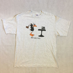 Vintage Single Stitch ‘Hit Any Key’ Ash Grey Tee